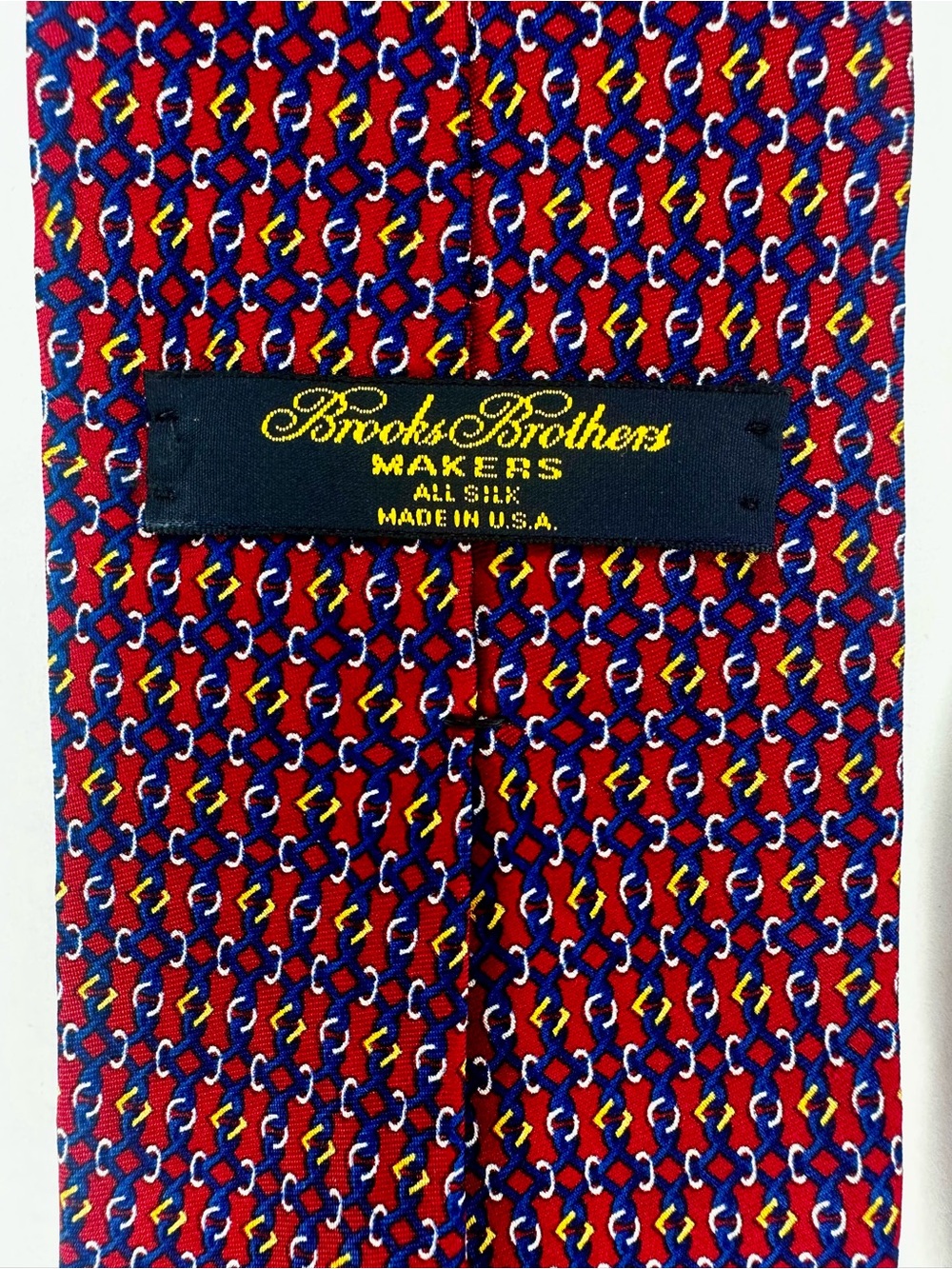BROOKS BROTHERS Makers Classic Red & Blue Geometric Silk Tie, 3.75” - Picture 5 of 5
